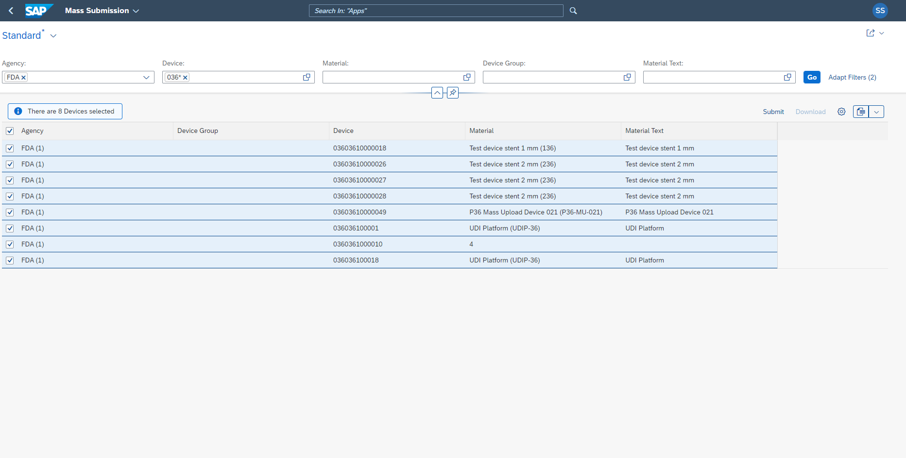 UDI Platform Release 3.3, Submit Multiple Products App
